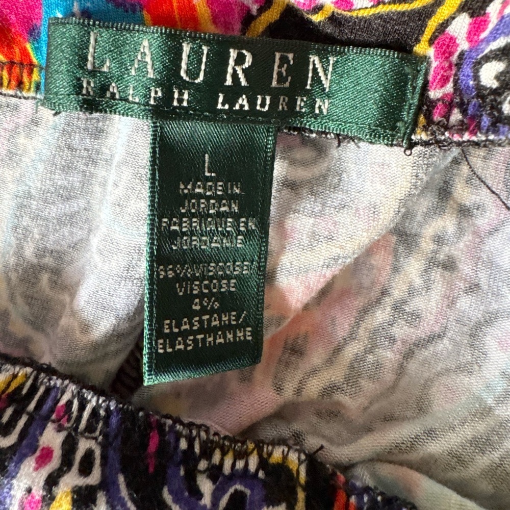 Lauren Ralph Lauren paisley palazzo pants size L stretchy inseam 29” - Picture 4 of 4